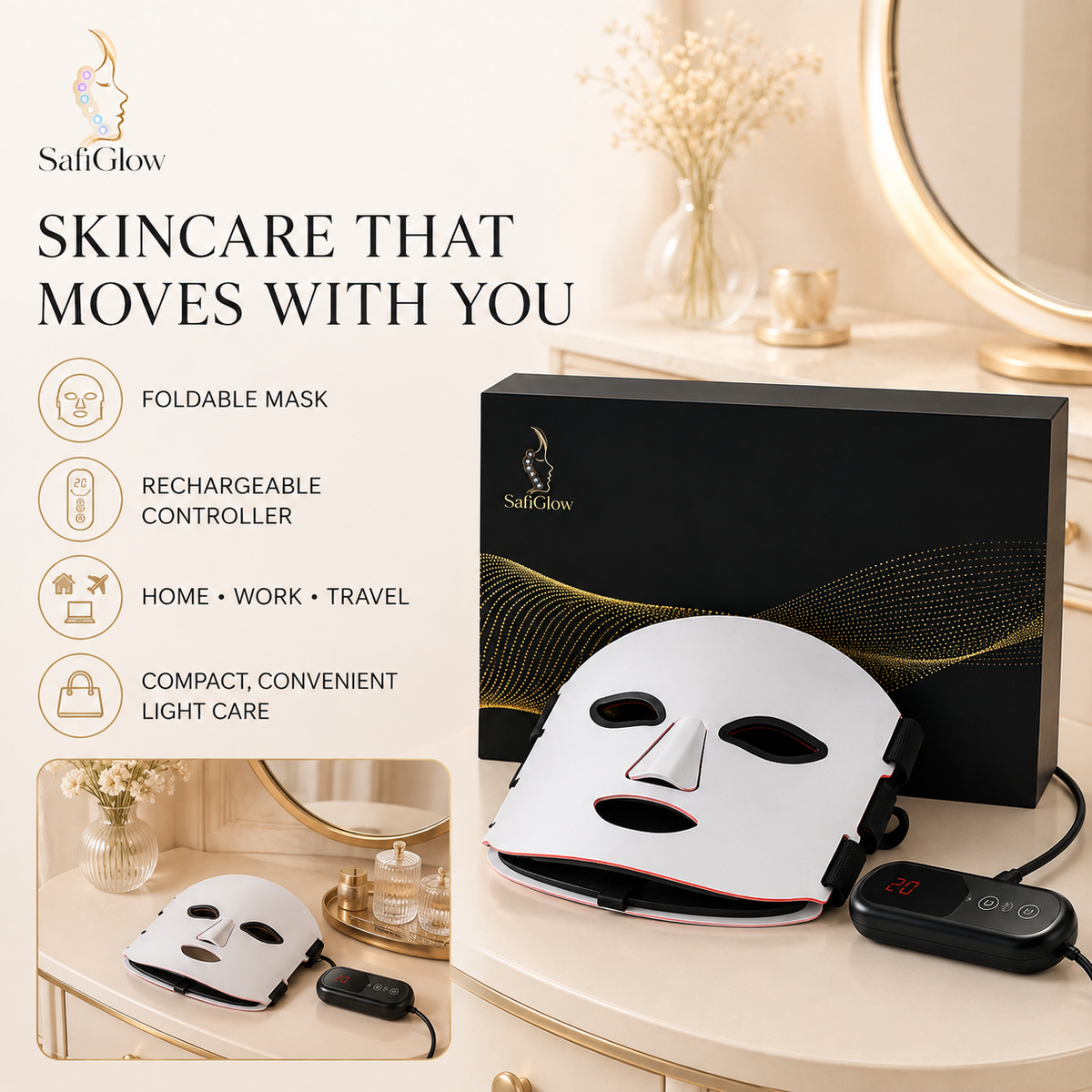 SafiGlow Q2 4-Mode Red + NIR LED Face Mask — product view 8