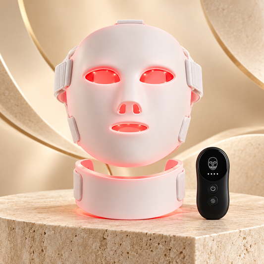 SafiGlow FlexAura face and neck LED mask with controller