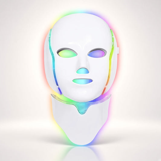 Classic white 7-color LED face and neck mask with 192 LEDs, hero shot