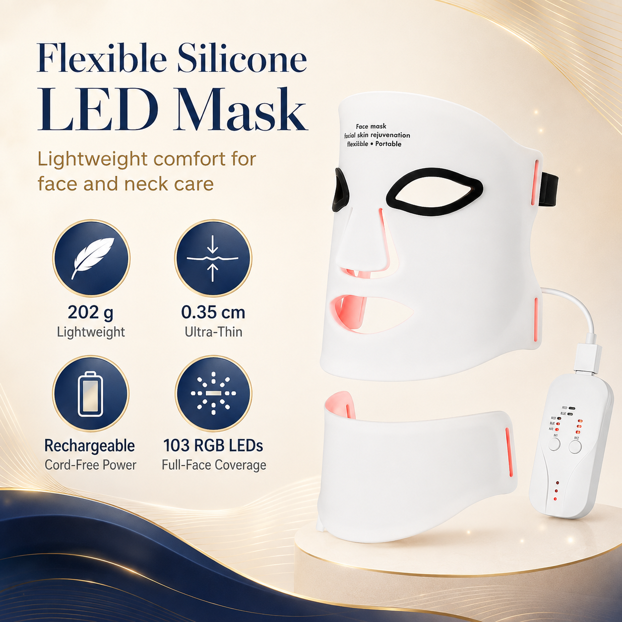 SafiGlow Flex 7-Color LED Face & Neck Mask