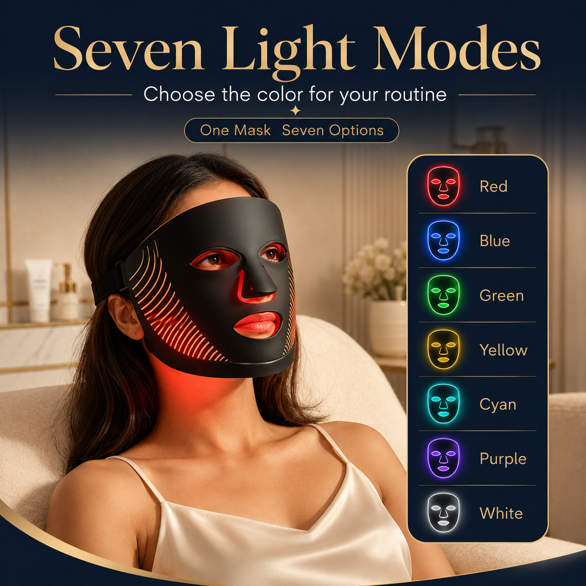 
SafiGlow 7-Color Rechargeable LED Facial Mask — product view 3