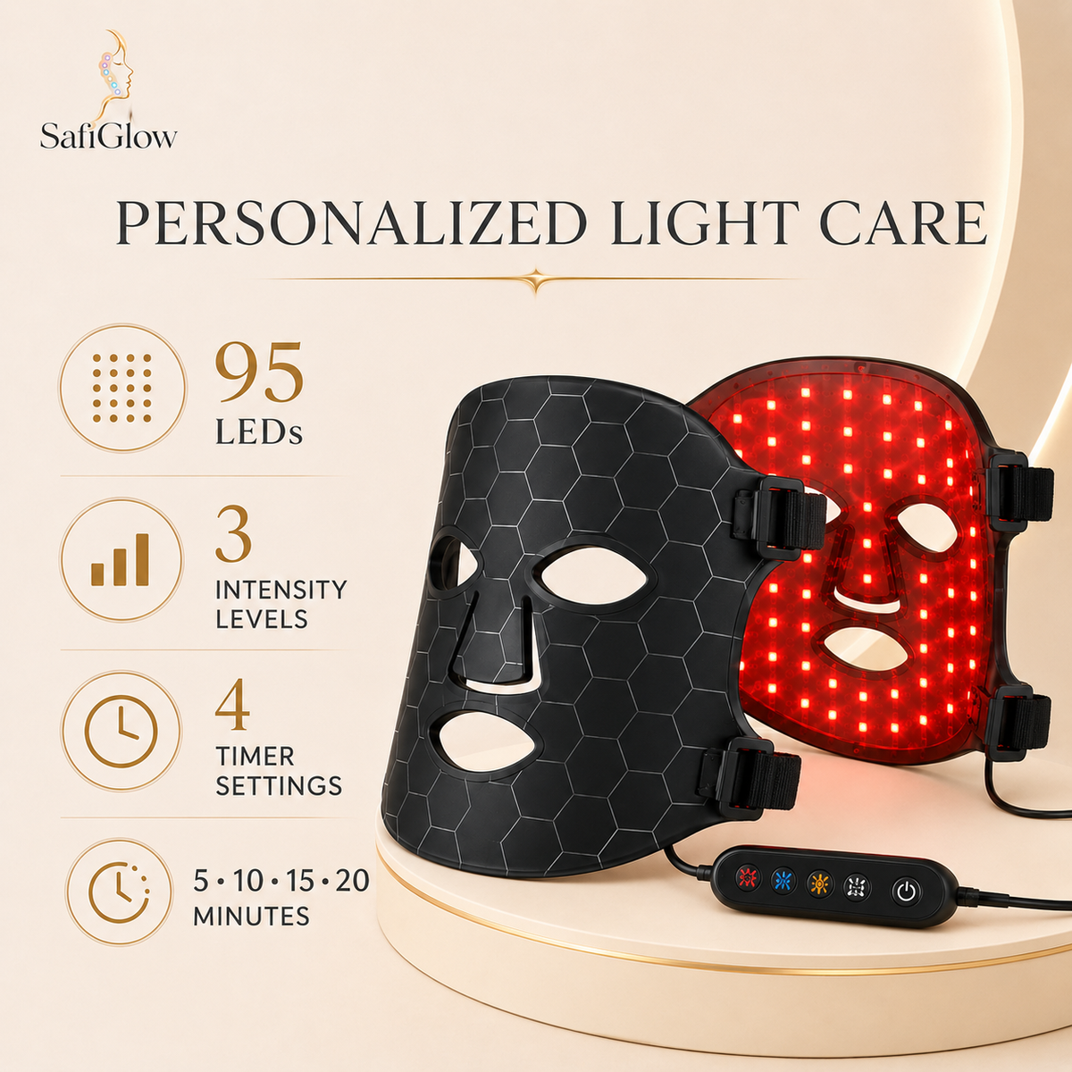 
SafiGlow Radiance 4-Color Silicone LED Face Mask — product view 5