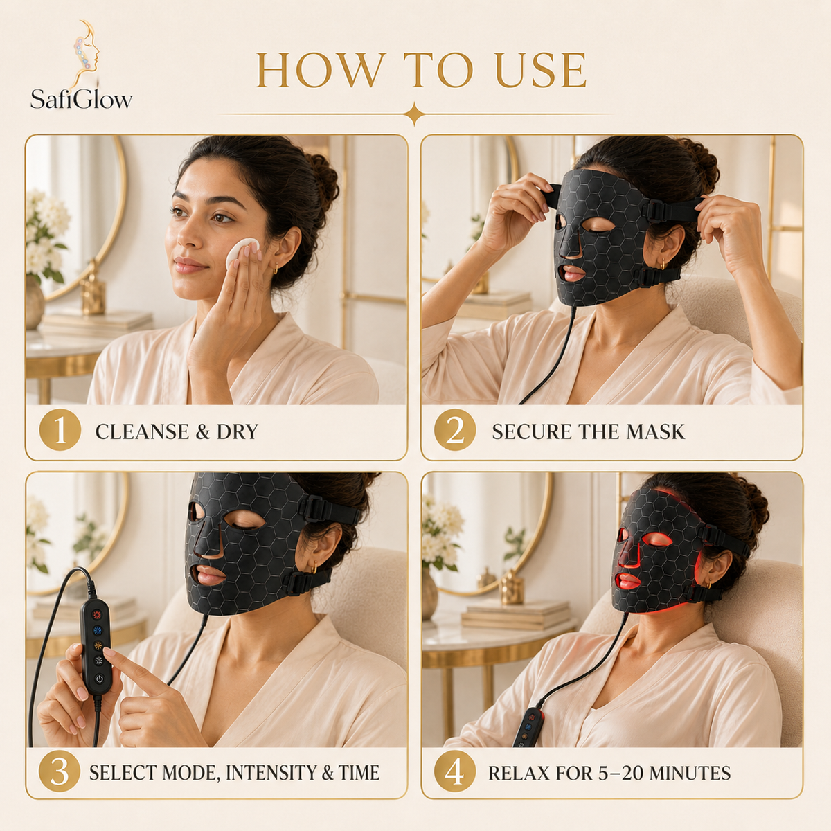 
SafiGlow Radiance 4-Color Silicone LED Face Mask — product view 2