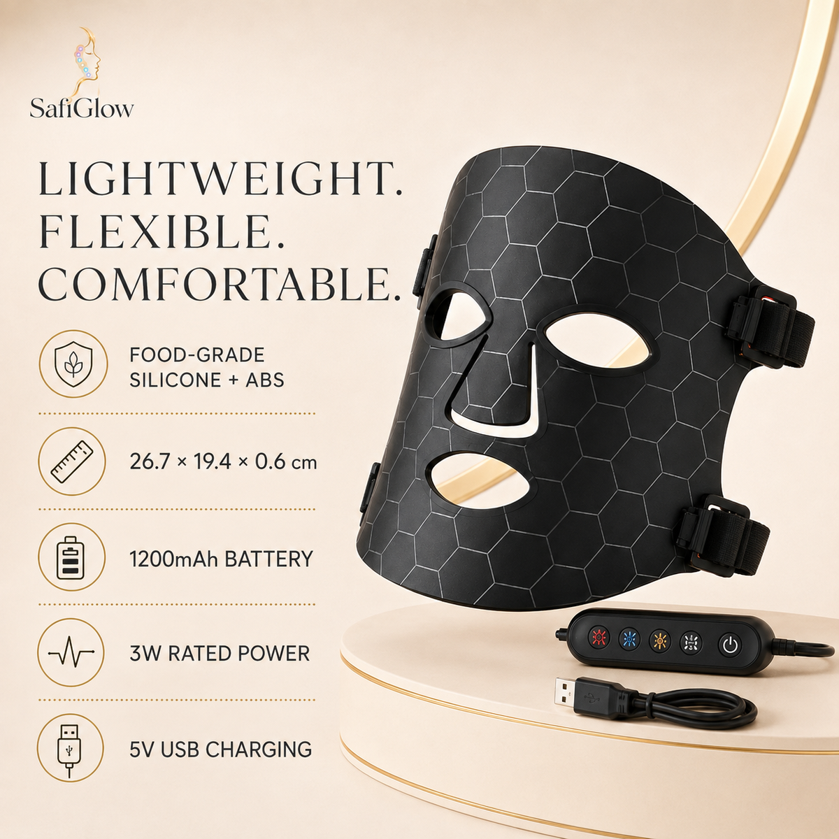 
SafiGlow Radiance 4-Color Silicone LED Face Mask — product view 7