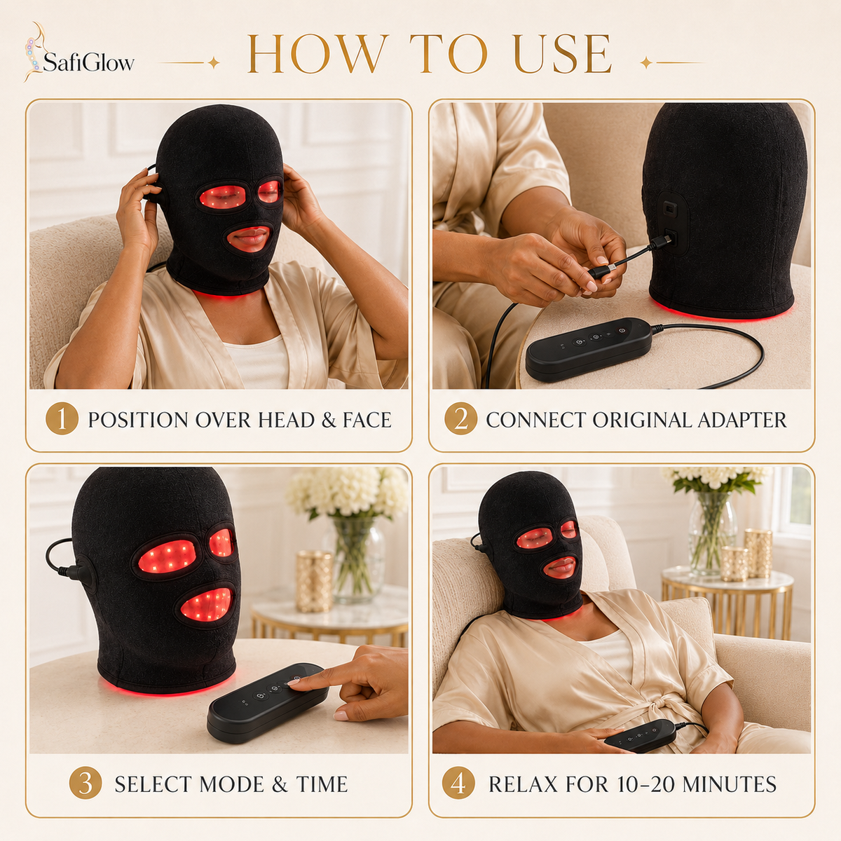 
SafiGlow Halo 2-in-1 LED Scalp & Face Mask — 186 LEDs — product view 6
