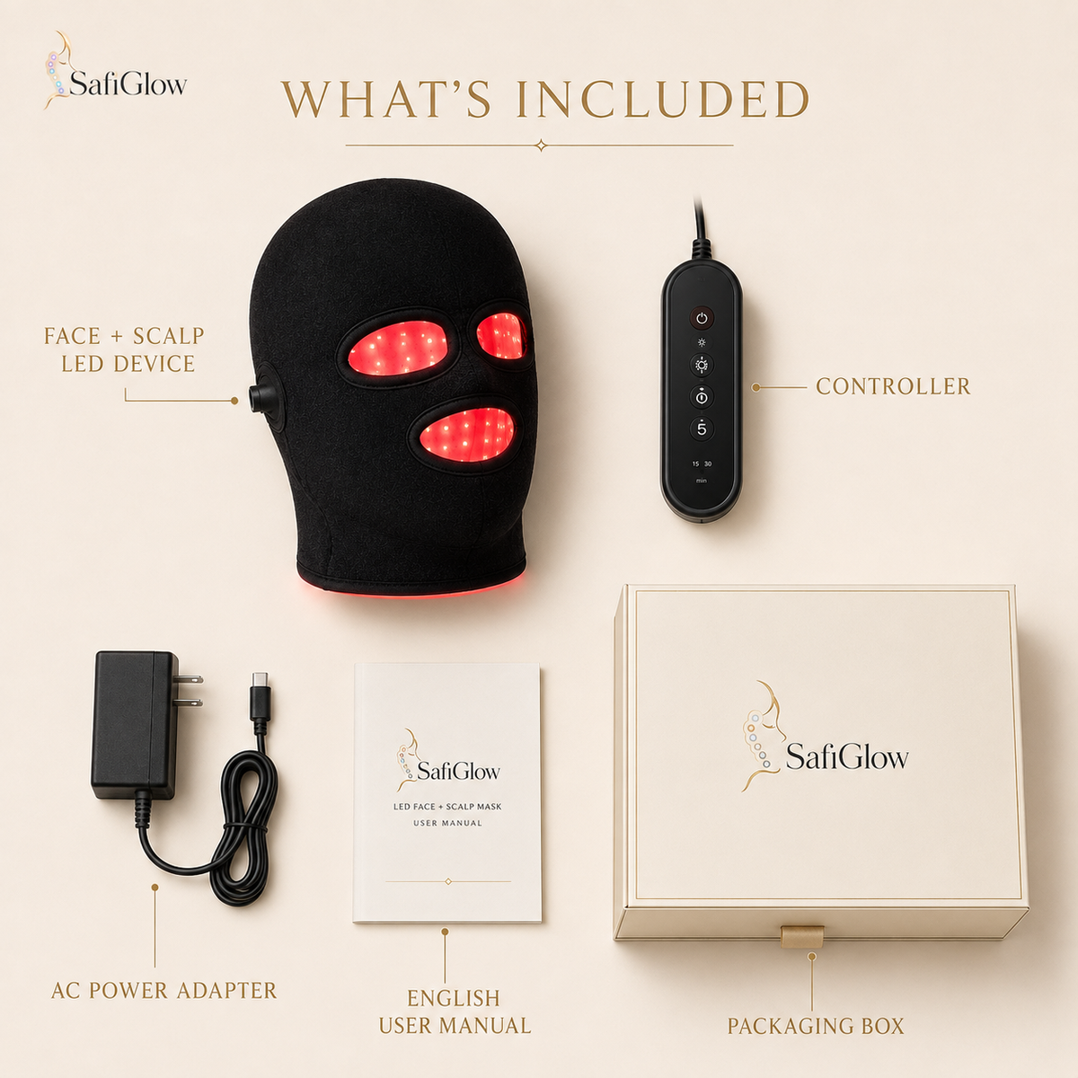 SafiGlow Halo 2-in-1 LED Scalp & Face Mask — 186 LEDs — product view 7
