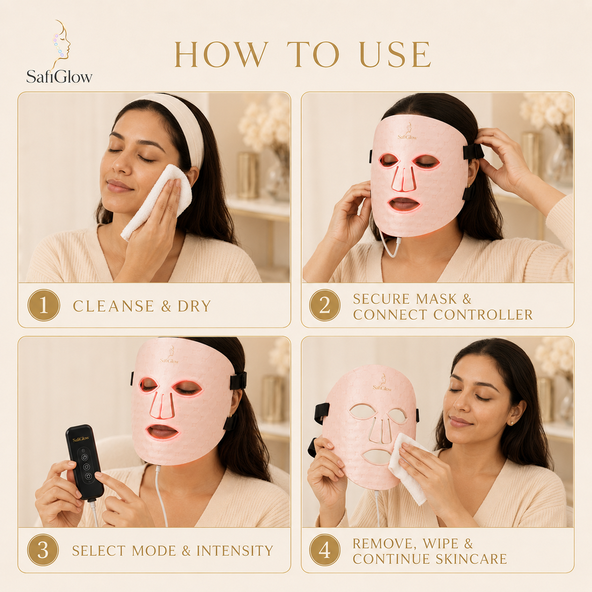 
SafiGlow LumaFlex 8-Mode NIR LED Face Mask — product view 7
