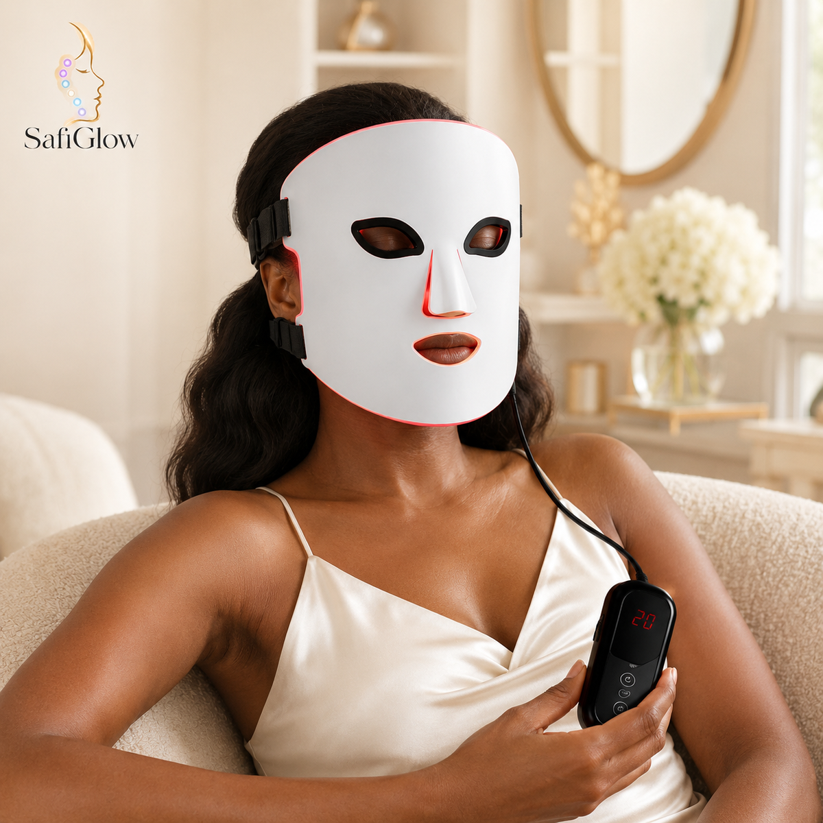 
SafiGlow Q2 4-Mode Red + NIR LED Face Mask — product view 2