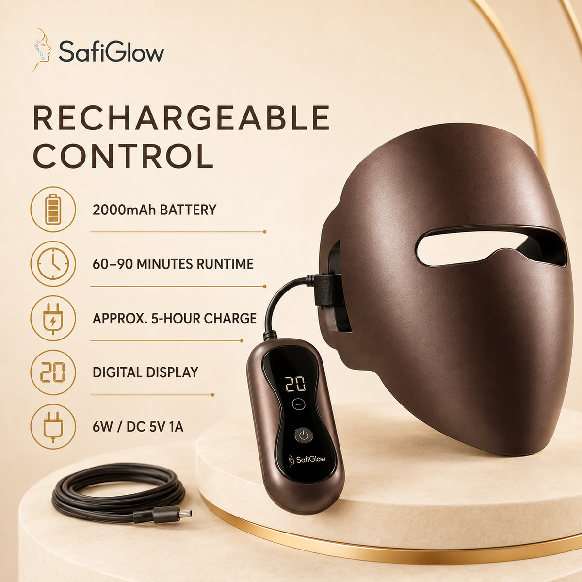 SafiGlow LumaContour 4-Mode LED Face Mask — product view 6