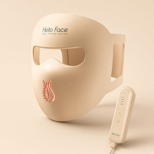 Hello Face M300 soft silicone LED face mask with controller, hero shot